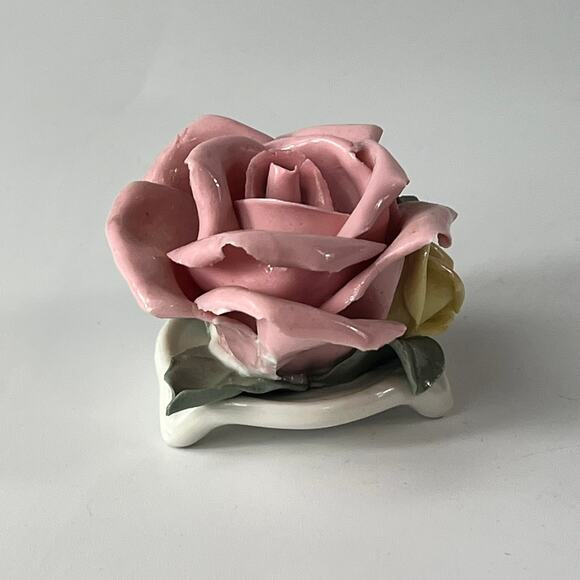 x8 1940s Kronach Bavarian Porcelain Dusty Pink Rose Flower Figurine 1.5" Bisque - Picture 6 of 15